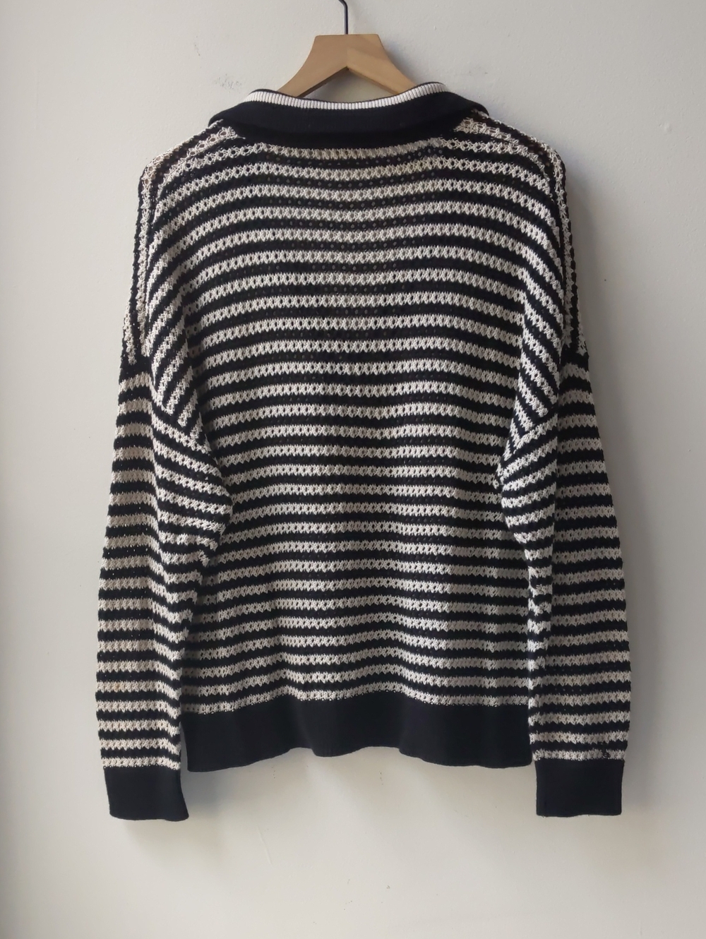 525 Cotton Polo Sweater Black Tan Stripe Women's Large - Picture 3 of 6